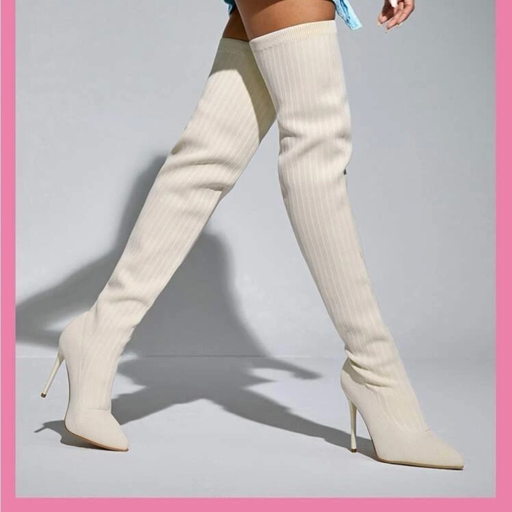 Sock Slip on Over the Knee Boots - Picture 2 of 8